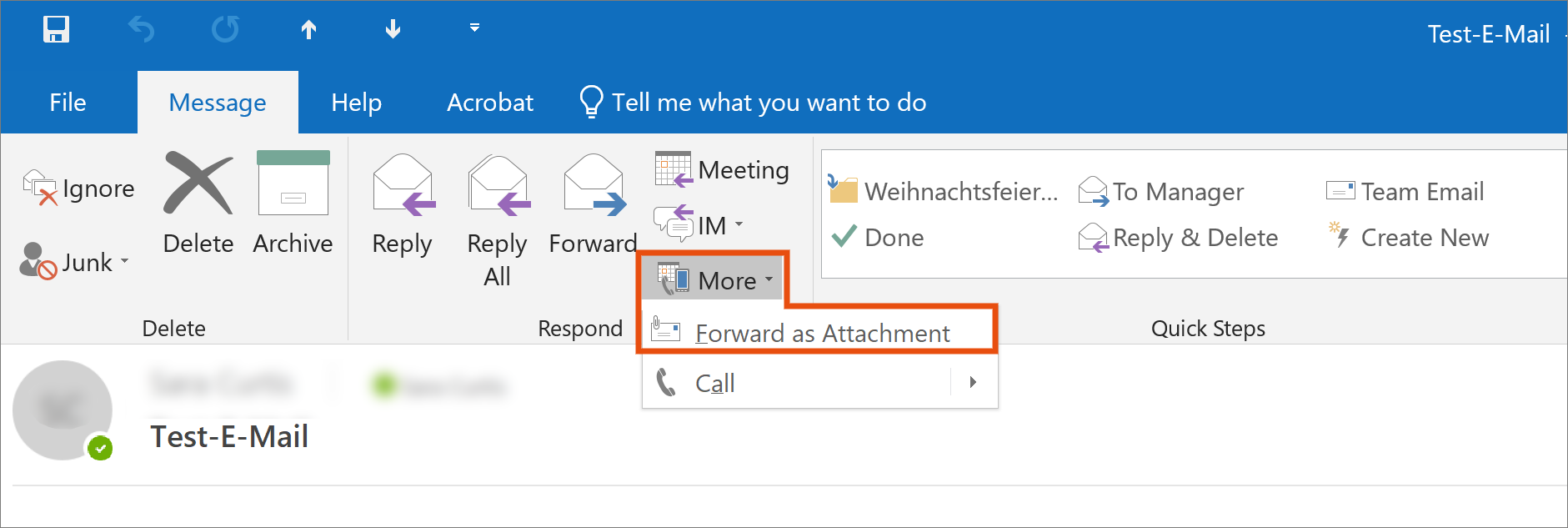 Screenshot Outlook