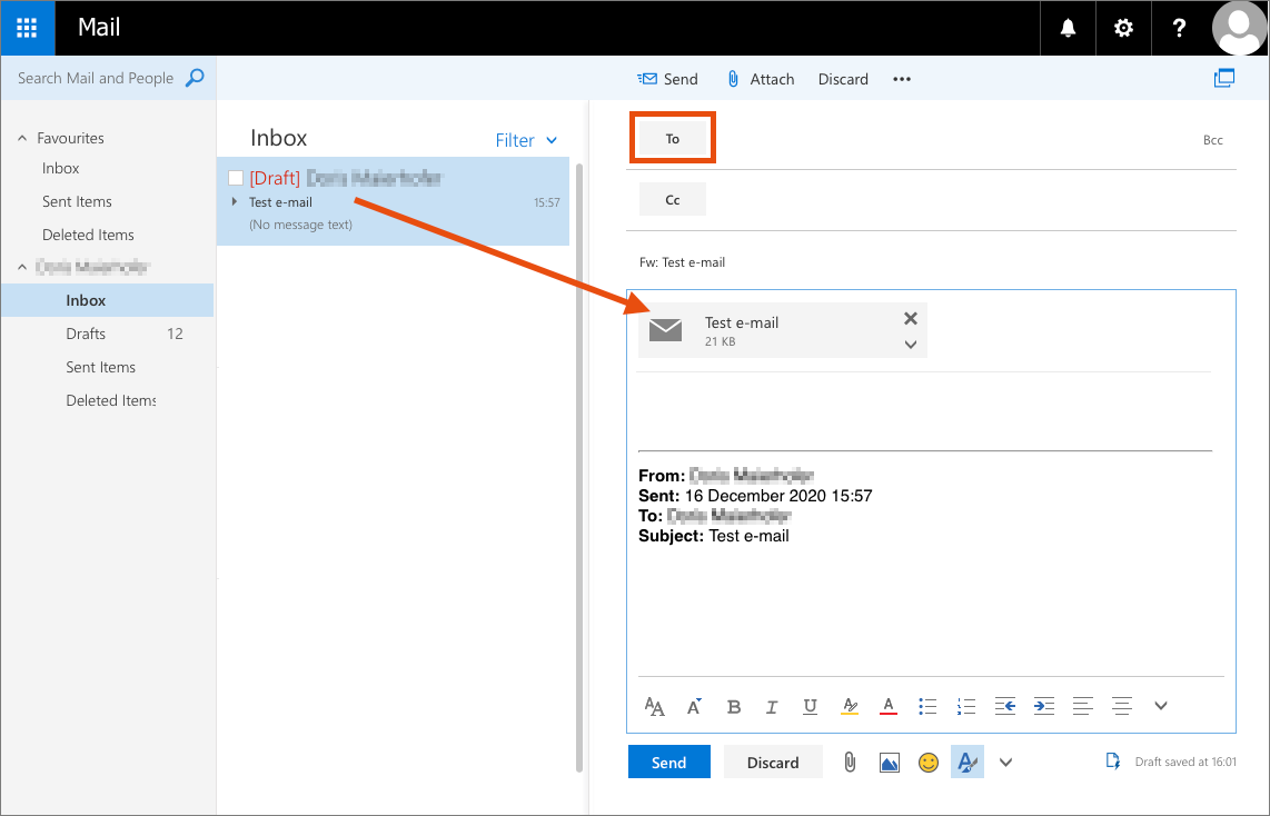 Screenshot Outlook Web App